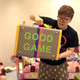 Hikakin holds the "Good Game" emblazoned Gucci monogram Xbox storage trunk. On the right in the background are Hikakin's Supreme branded trunks.